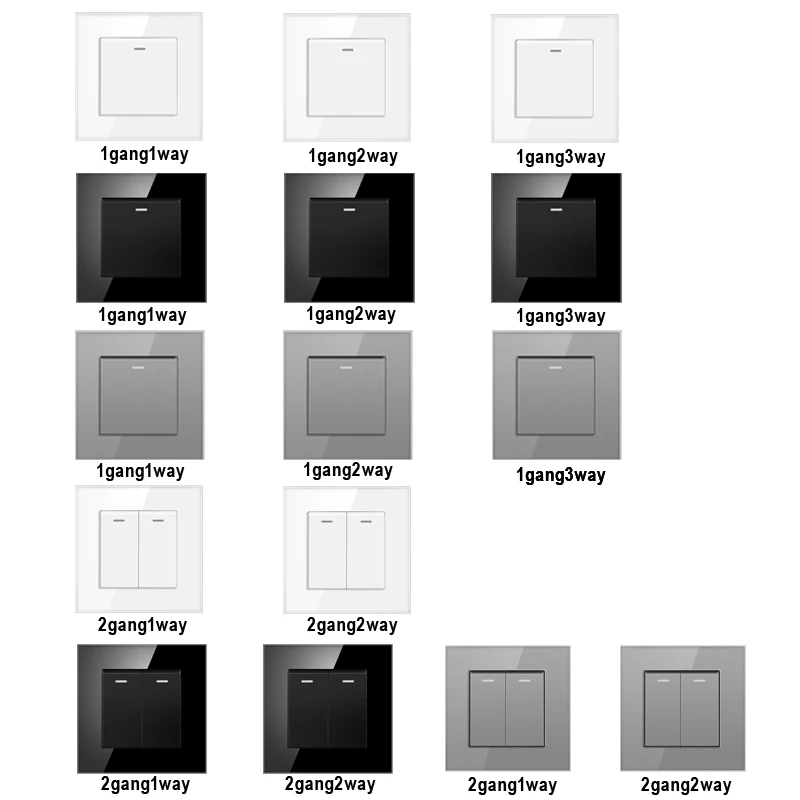 JHJCH - 1 Gang 1/2 Way Stair Switch, Tempered Glass Panel, Rocker Light Switch, On / Off Switch, Toggle Wall Switch