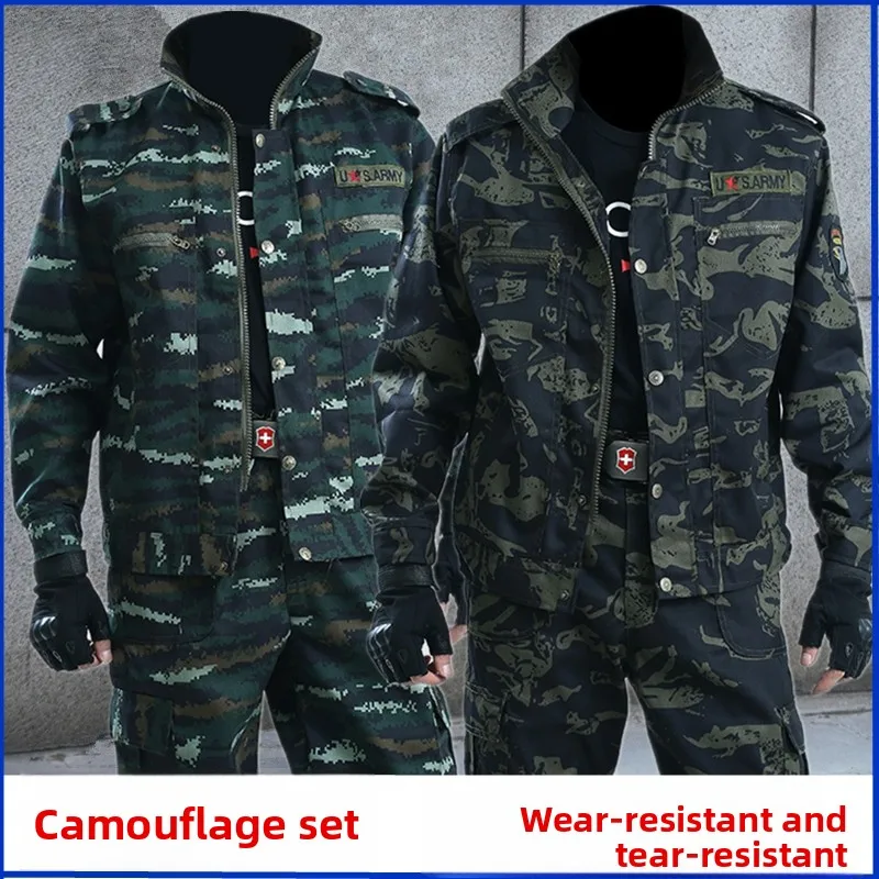 

Весенний утолщенный рабочий костюм из чистого хлопка с камуфляжным принтом для мужчин, спецодежда для строительных работ, короткий рукав