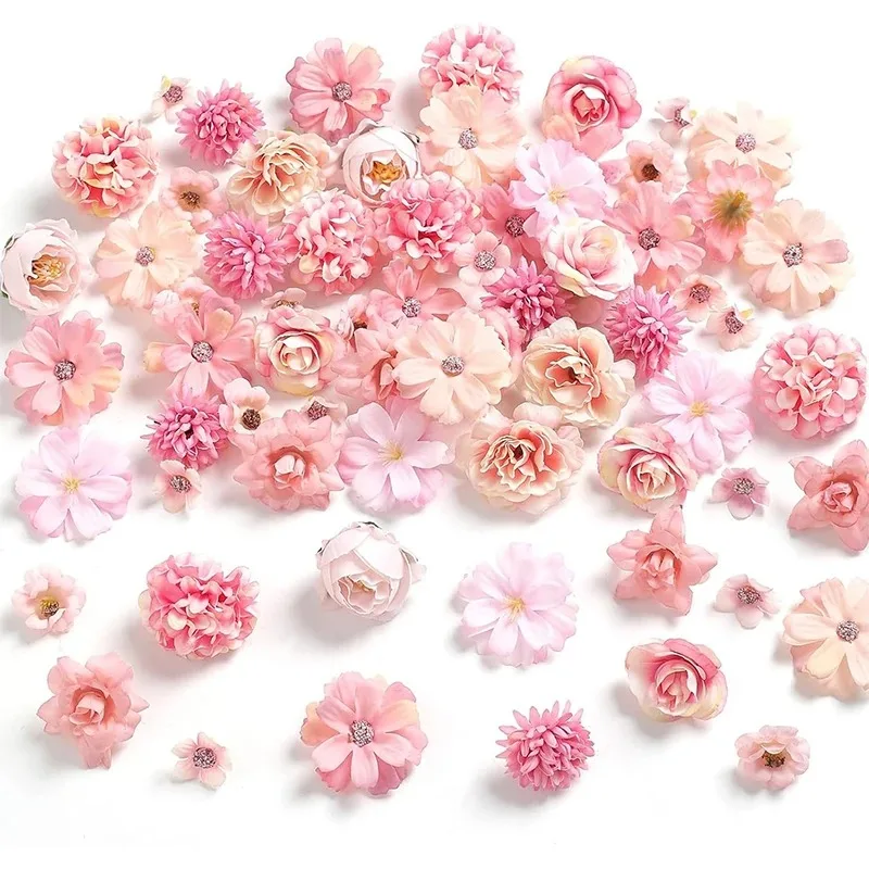 20 Teile/satz 4 cm Seide Rose Künstliche Gänseblümchen Blütenköpfe für Handwerk Kranz Hochzeit Dekor DIY Tisch Home Room Decor gefälschte Blumen – Detail 12