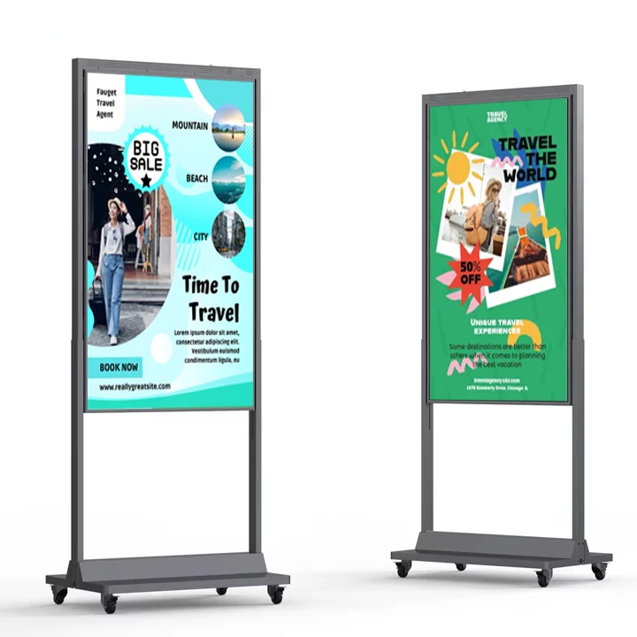 Dual Sided Window Facing 75 Inch 4K TFT LCD Digital Signage Kiosk 2500Nits High Brightness for Shopping Mall Advertising
