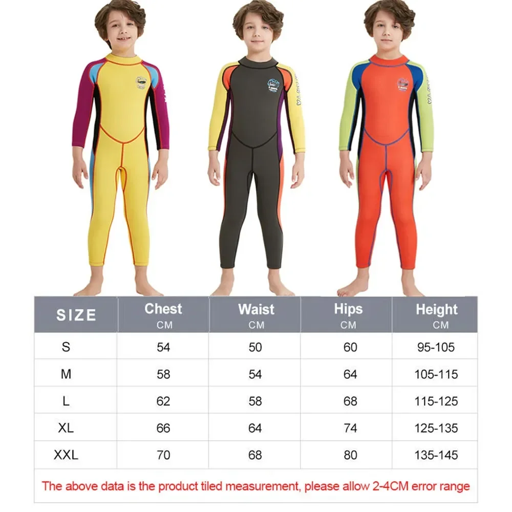 2.5MM Neoprene Children's Wetsuit One-Piece Long Sleeve Swimsuit Sunscreen Snorkeling Hot Spring Surfing Diving Water Sport Suit