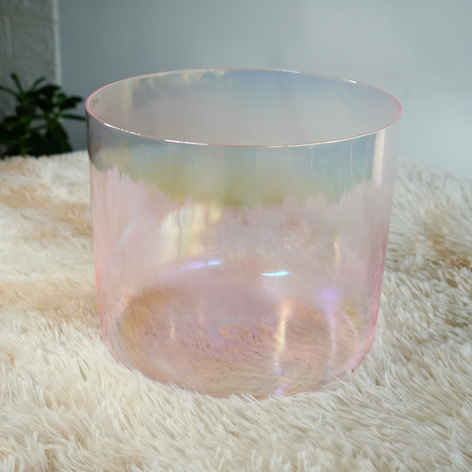 Hye-eun 6 inch parelwit helder kosmisch licht kwartskristal klankschaal voor meditatie en geluidsgenezing met Suedce Stick
