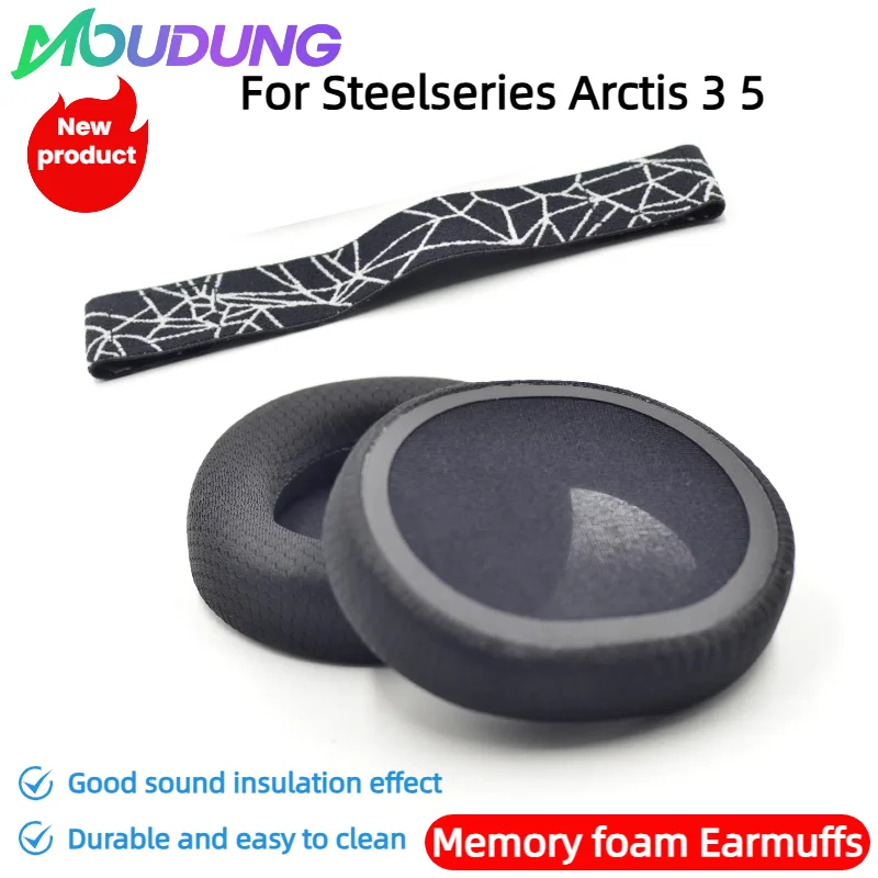 

MOUDUNG Ear Pads For Steelseries Arctis 3 5 Headphones Headset Replacement Ear Pads Cups Earpad Memory Foam Cushions
