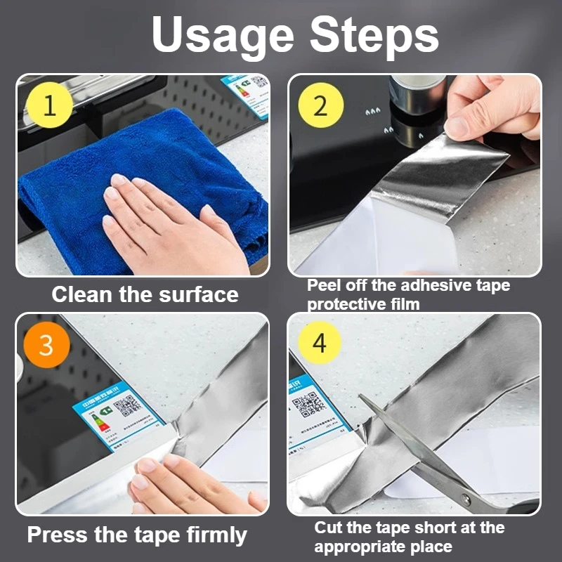 Cinta de papel de aluminio de 4,8 cm de ancho, 20m, sellado de conductos HVAC, secador, ventilación, aislamiento térmico, reparaciones de conductos, resistente al calor, resistente al agua, 2 uds.