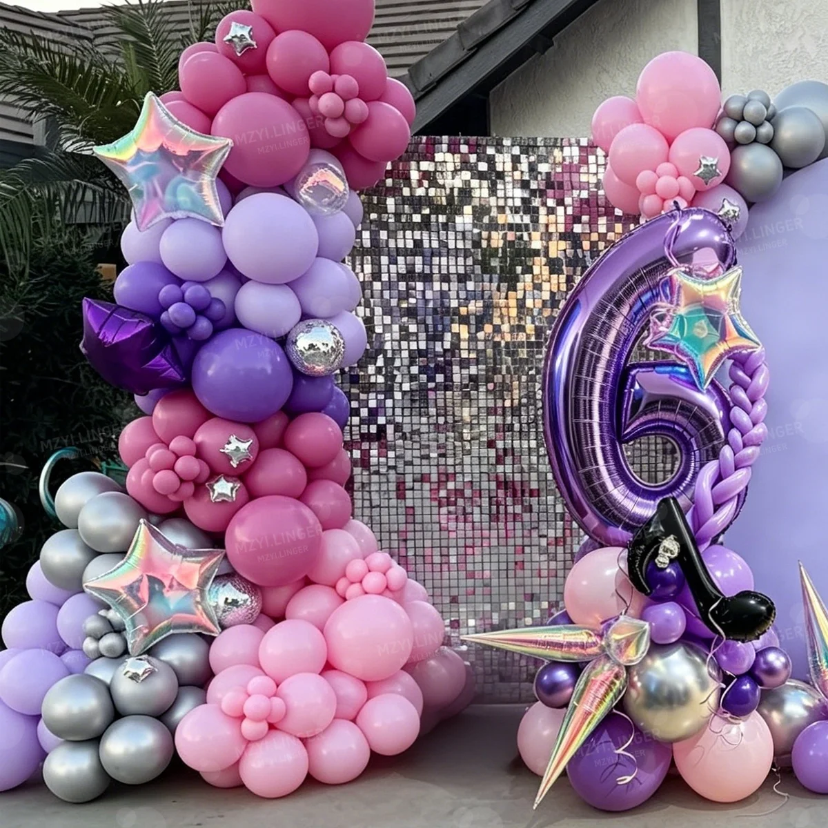 Music Themed Birthday Balloon Column Set, Including Note Balloons for Music Themed Birthday Party Decoration and Disco Theme view 3
