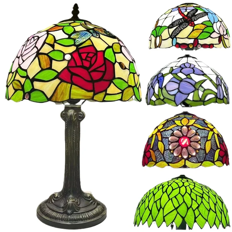 

12 Inch 30cm Retro Manual Stained Glass Lampshade Tiffany Table Lamp