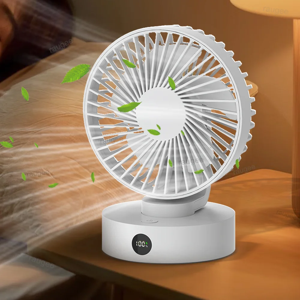Desk Fan Portable Wireless Desktop Fan USB Rechargeable Table Fan Adjustable Angle Strong Small Electric Fan for Home 5 Speeds