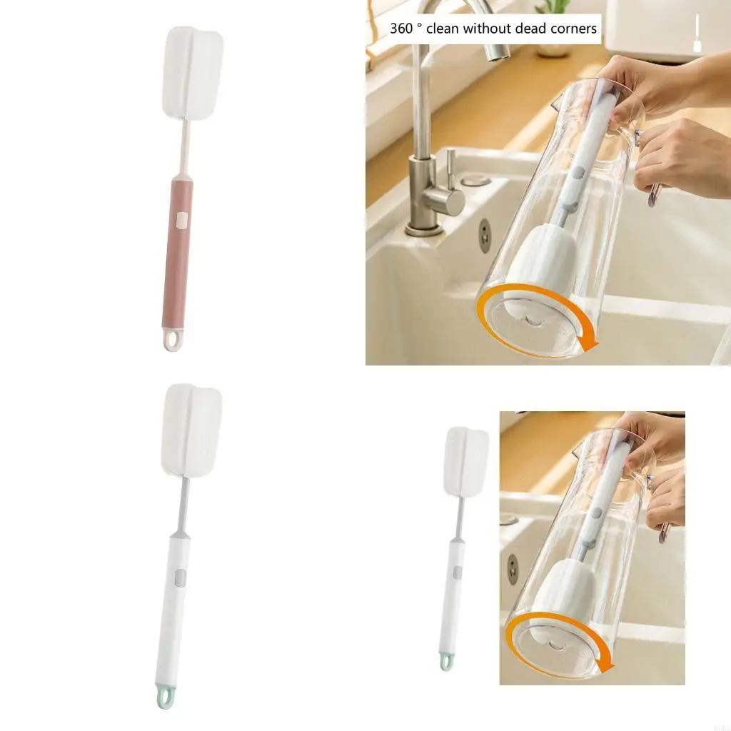 Detachable Sponge Cleaning Brush Long Handle Safely Removes Cups Stubborn