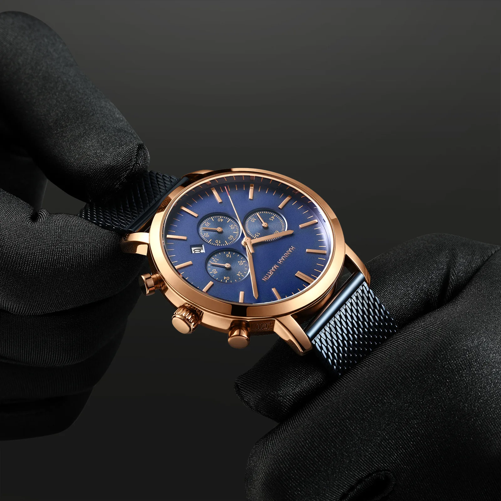 

Многофункциональные деловые повседневные водонепроницаемые часы с календарем и плетеной цепочкой, мужские кварцевые часы