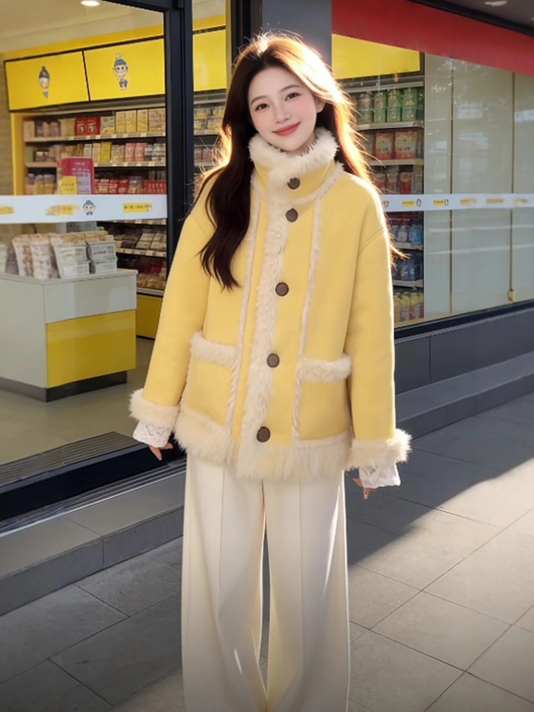 

Теплое шерстяное пальто в корейском стиле, модное женское пальто с высокой талией, прямым подолом, хлопковое, готовое к путешествиям