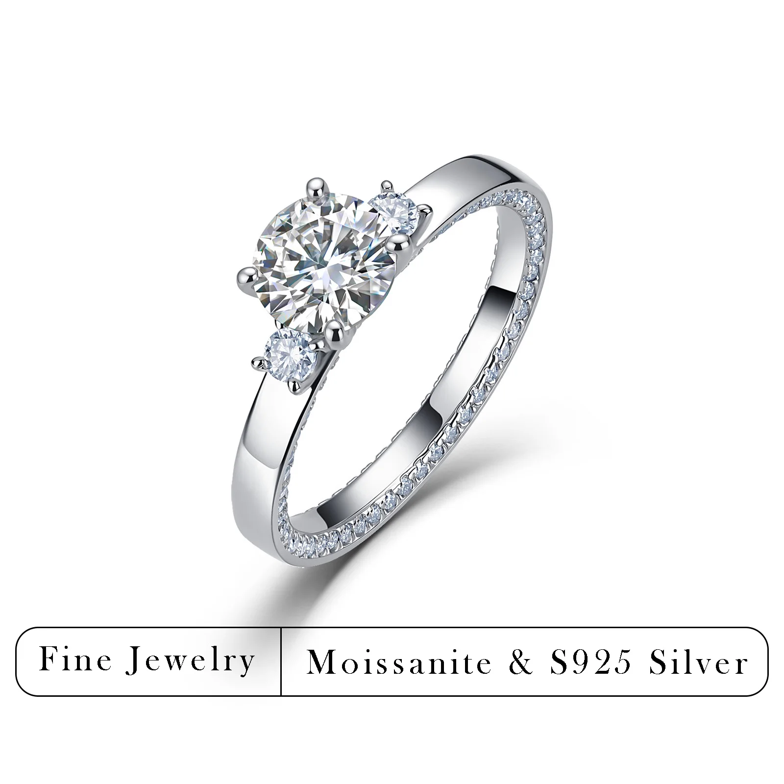 1.6CTW Moissanite Three Stone Ring S925 Sterling Silver Wedding Engagement Promise Rings For Women Bridal Jewelry