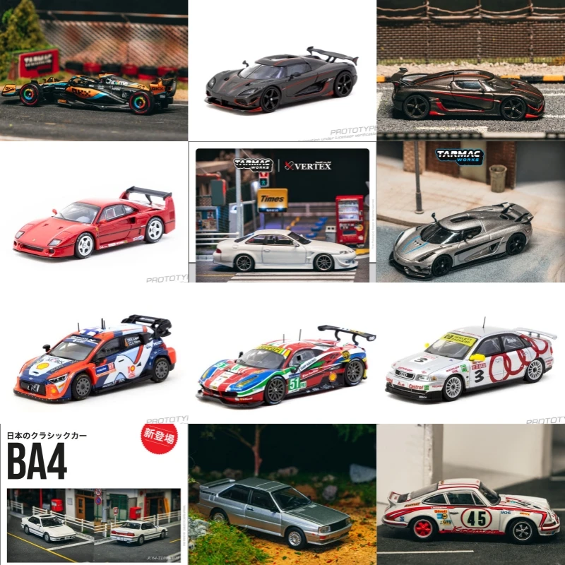 TW Tarmac1:64 Agera RS Black MCL60 Regera Soarer JZZ30 F40 Red i20N 488 GTE A4 Quattro Prelude BA4 RSR 2.8 Diecast Model Car