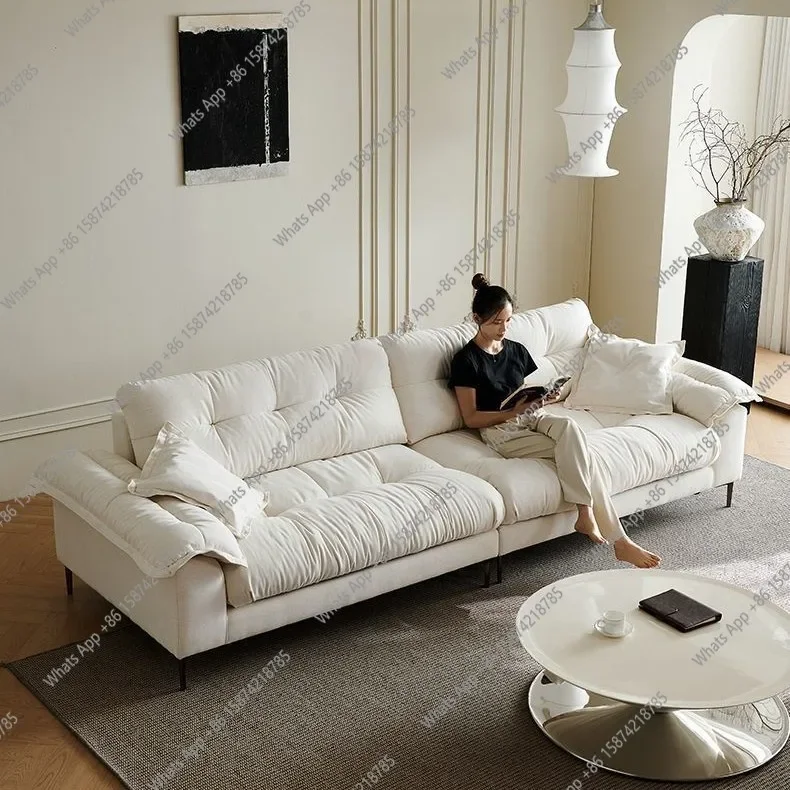 

JJ Nordic Minimalist Cloud High Sofa Living Room Modern Light Luxury Straight Sofa Combination New Fabric Chenille