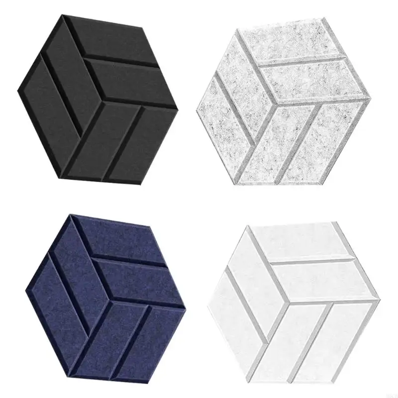 M6CB -Packung 12 hexagonaler Schaumstoffplatten Schalldichte Wandplatten Akustikfliesen Polyester Textur perfekt für Studios