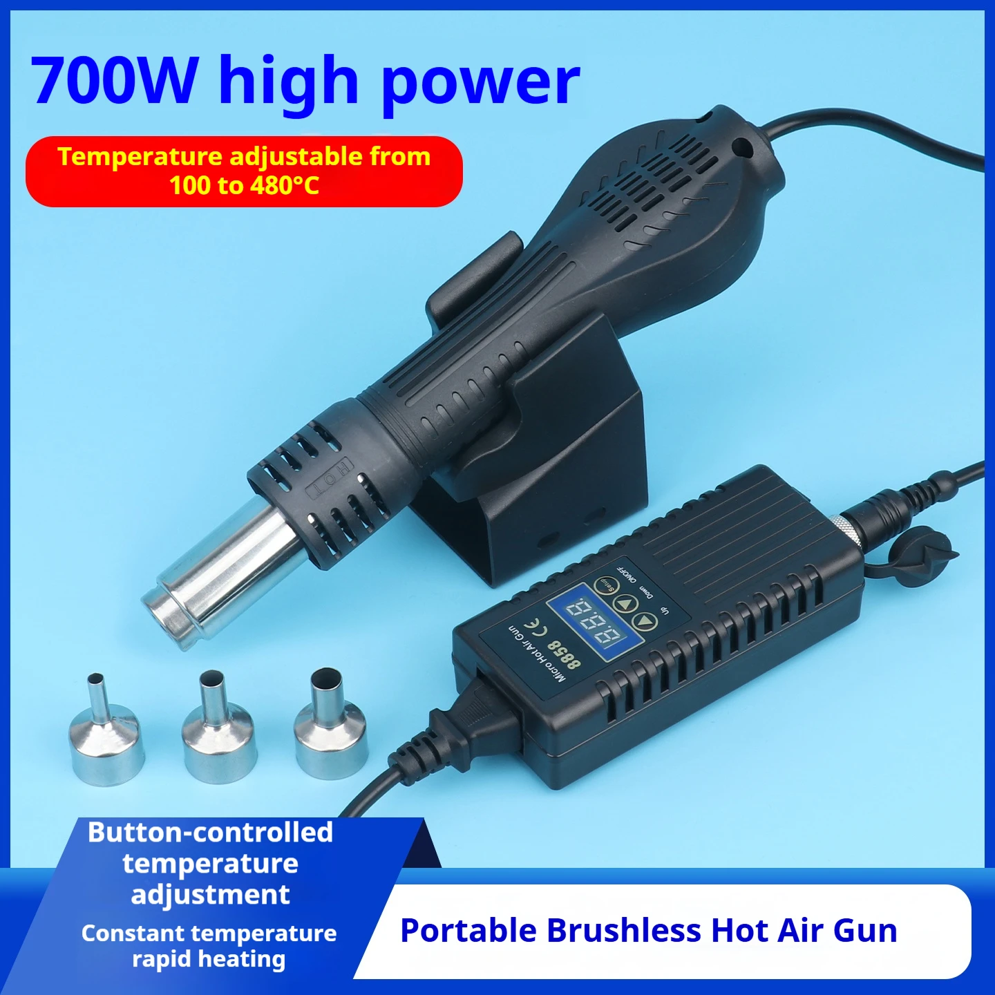 Kanoyu 8858 hot air gun, portable soldering gun, soldering heat shrink tube, high-temperature electronic mobile phone repair