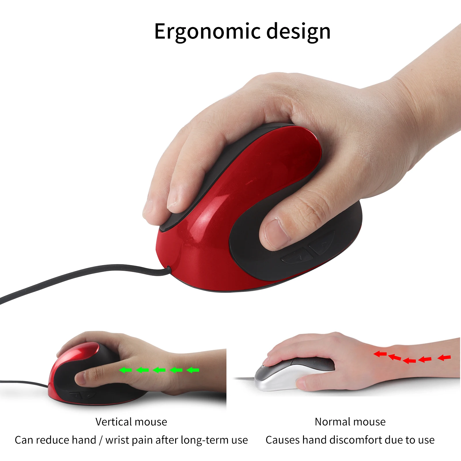 Wired Vertical Mouse Gamer Optical Rechargeable Ergonomic Mouse Gaming Silent Mice For Windows Mac Computer Tablet Laptop Office