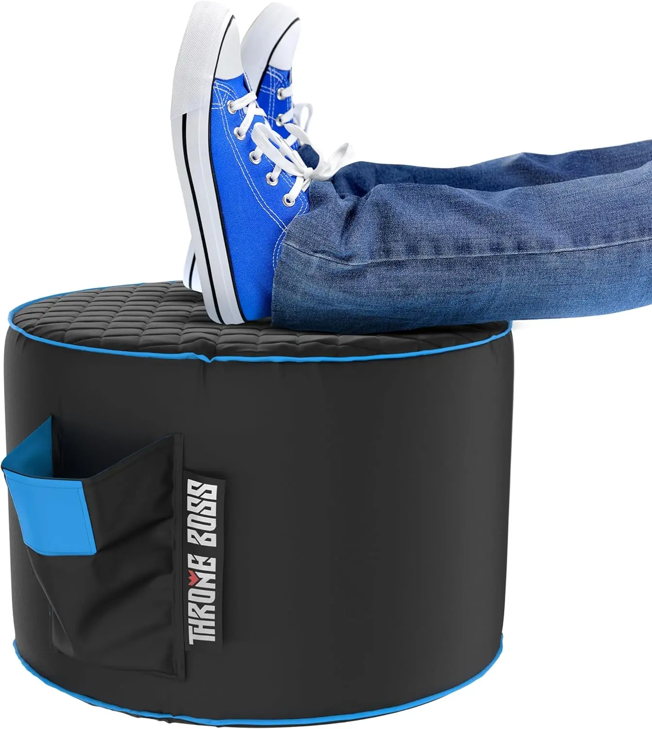 

Gaming Footstool [Cover Only No Filling] - Matching Bean Bag Chair Pouf/Ottoman - Round Gamer Foot Stool Footrest With Drink