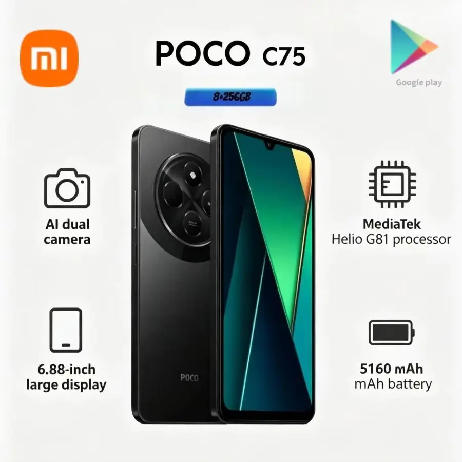 POCO C75 6.88-inch 120Hz 50MP 5160mAh 18W 8GB+256GB Global Edition Smartphone