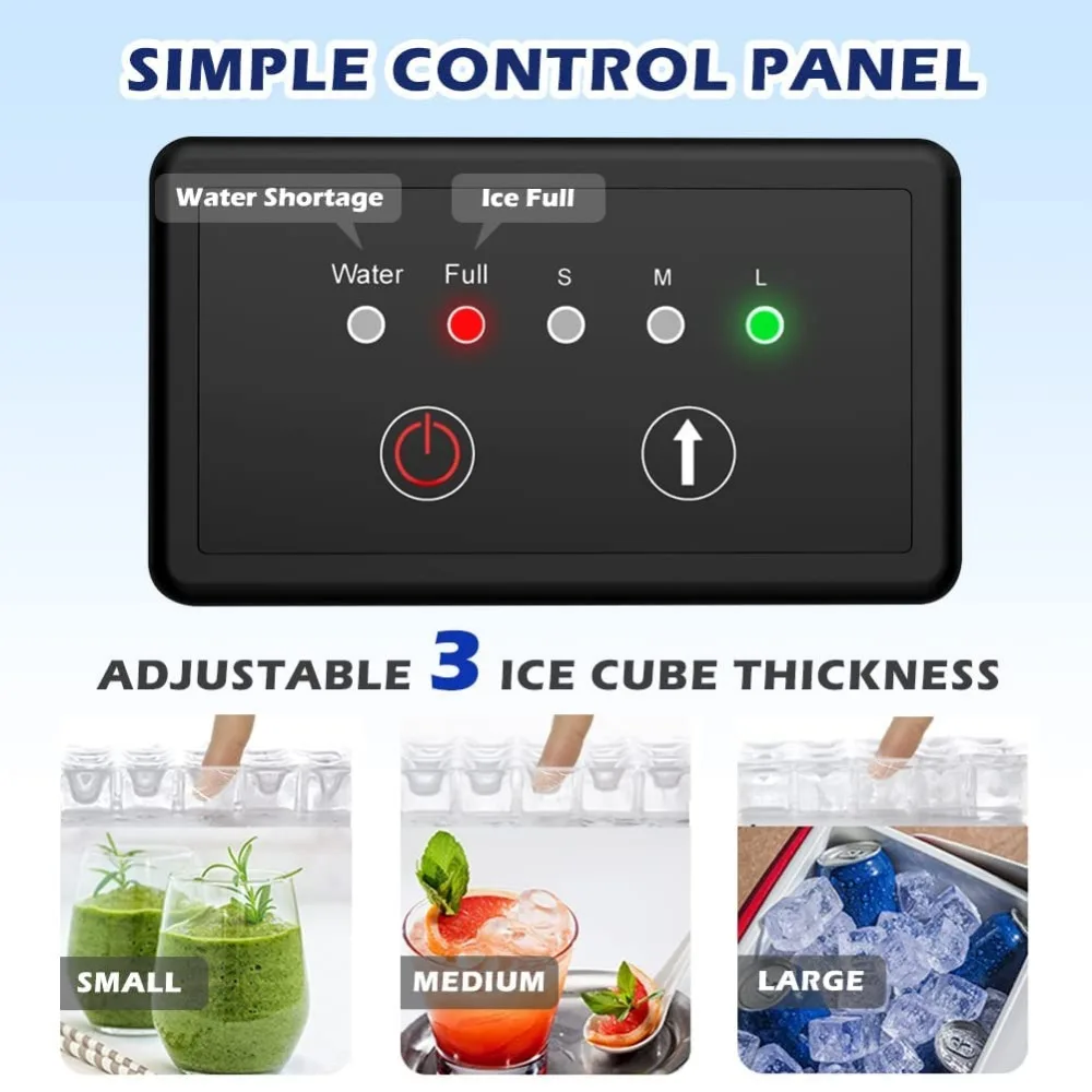 Máquina de hielo comercial, 70lbs/24H, máquina de hielo bajo encimera con contenedor de 10lbs, 2 modos de entrada de agua, autolimpieza, Ideal para Bar