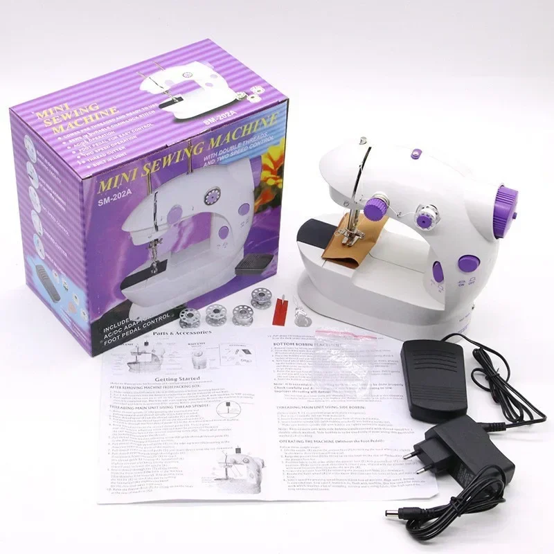 Portable Sewing Machine for Beginners Mini Electric Household Crafting Mending Overlock with 12 Stitches Presser Foot Pedal
