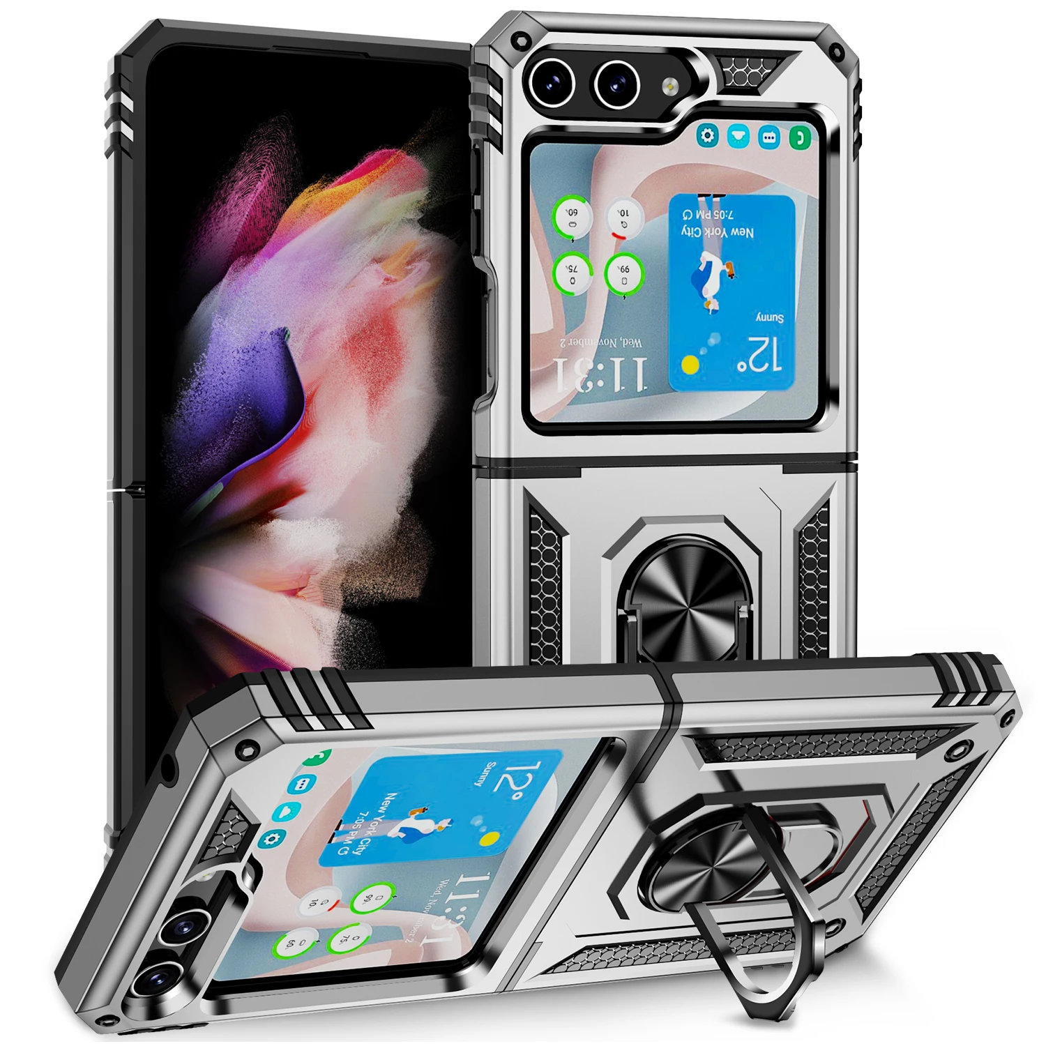 for samsung flip5 Anti-Drop Armor Case for Samsung Galaxy Z Flip 5 Flip5 Zflip5 Shockproof Finger Ring Phone Accessories