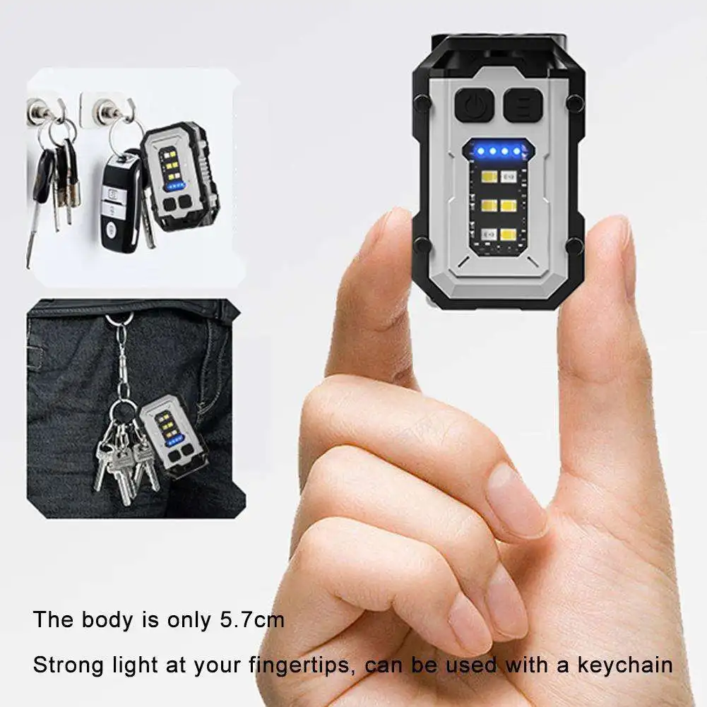 

Portable Super Bright Flashlight Outdoor Tactical Torch Magnetic EDC Emergency Mini Flashlight Torch LED COB Light Keychain U9D2