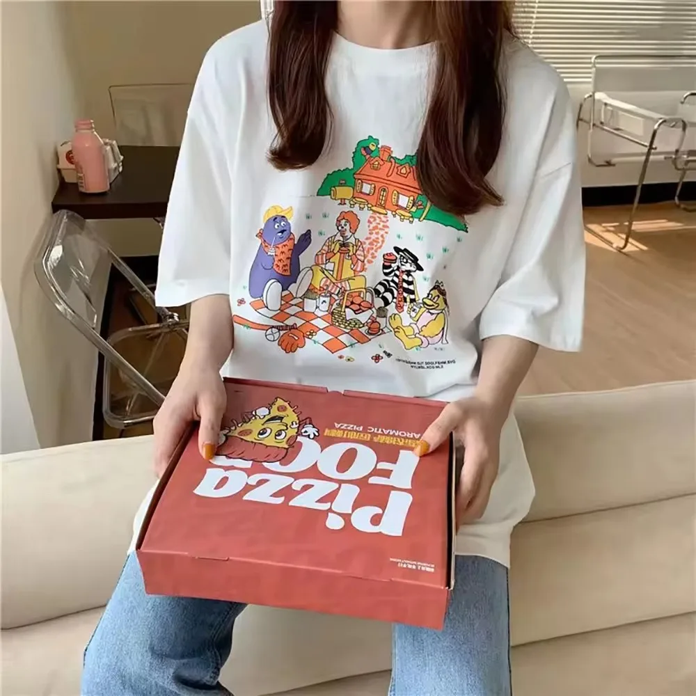 Korean Fashion Cartoon Kawaii Print Women T Shirt Casual Streetwear Ulzzang Cotton Summer Graphic Funny Tee for Female Tops