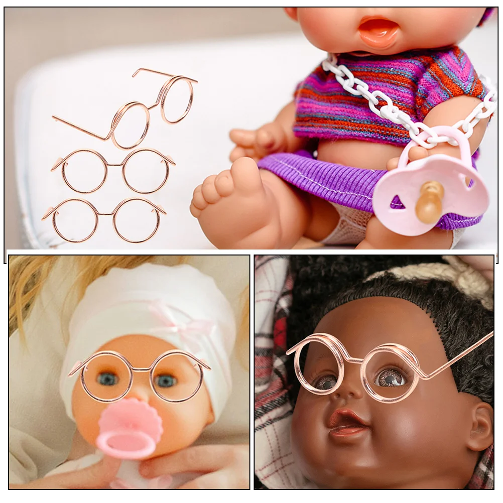 12 Pcs Round Sunglasses Mini Dress up Props Eyeglasses Small Clothing Accessories for Dolls Craft