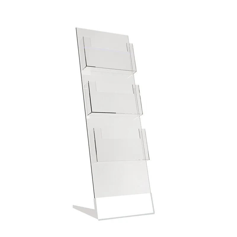 Transparent acrylic magazine rack, promotional materials display, newspaper rack, floor-to-ceiling vertical multi-layer