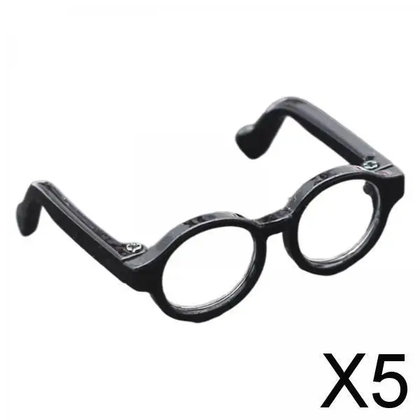 5x Doll Glasses Miniature Sunglasses Birthday Gift Doll Decor Protable Accessory Props 4.5cm Children Toys , Black A