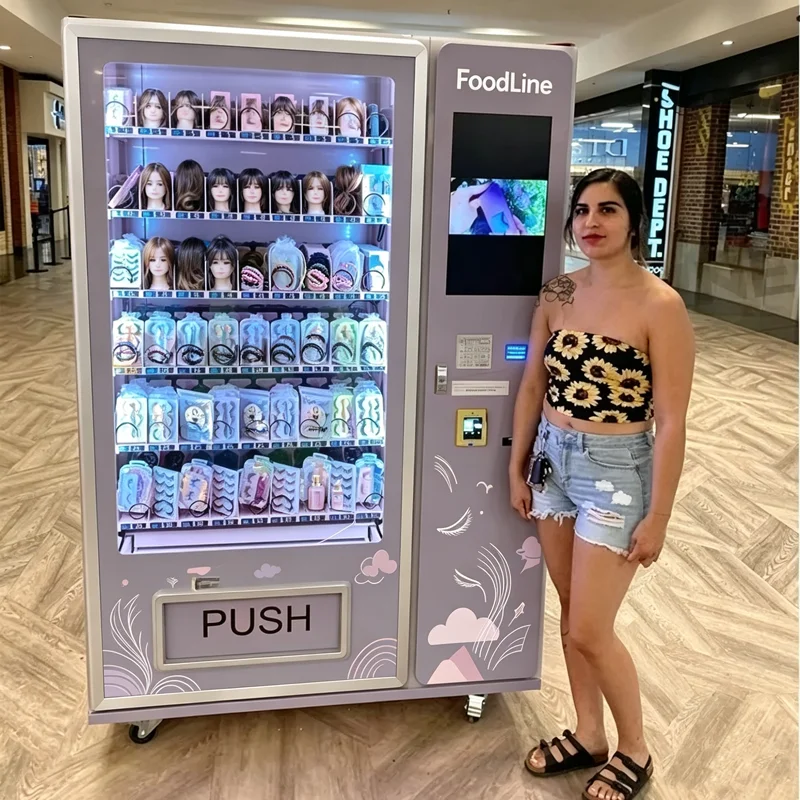 Cosmetics Vending Machine LCD Touch Screen Coin Bill QR Pay Hotel Lobby Salon Customized