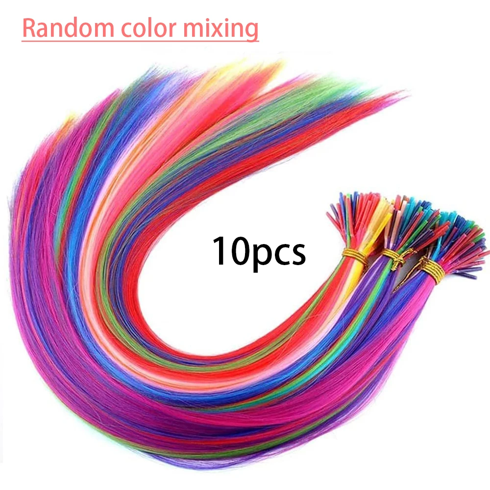 Synthetisch gekleurde I-Tip Stick Hair Extensions Steil haar 16 inch voor vrouwen Hoge temperatuur 10 strengen/pakkleuren