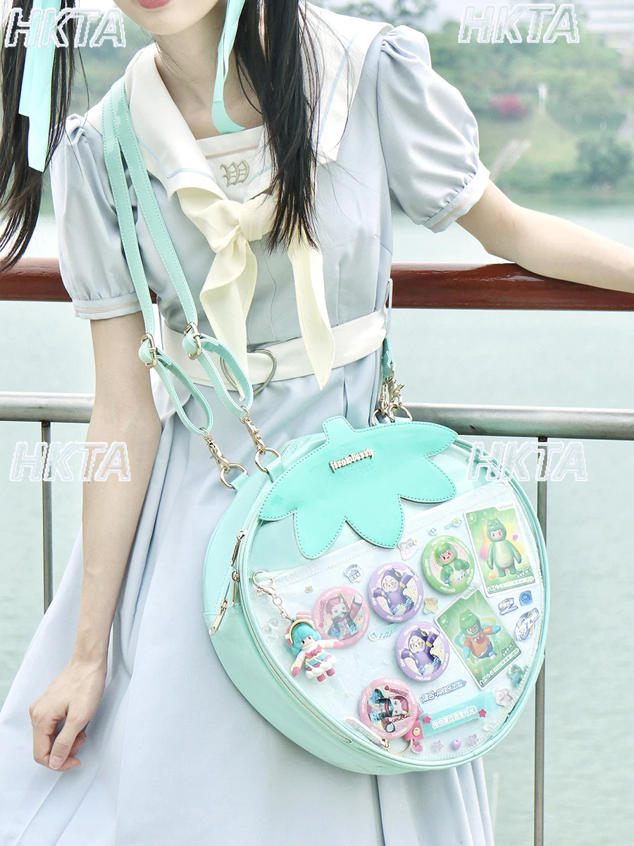 Sweet and Cute Fashion Summer Large Capacity Light Pink Pain Bag Girls Kawaii Casual Shoulder Crossbody Lolita Backpacks Women