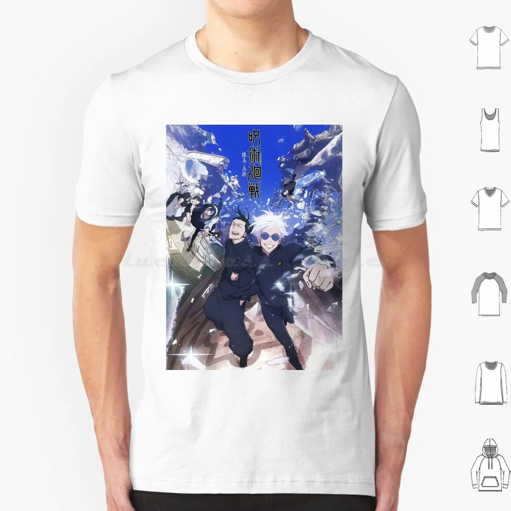 Temporada 2 Camiseta de algodón hombres mujeres DIY estampado Anime Gojo Manga Sukuna Jujutsu Satoru Jjk Satoru Gojo Nobara Megumi