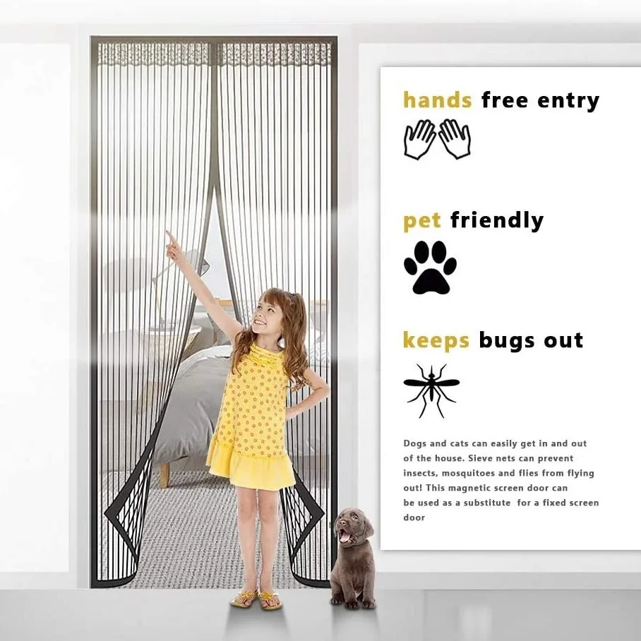 Magnetic Anti-Mosquito Screen Door Auto Close Invisible Mesh Curtain Anti Fly Bug Partition Magic Mesh