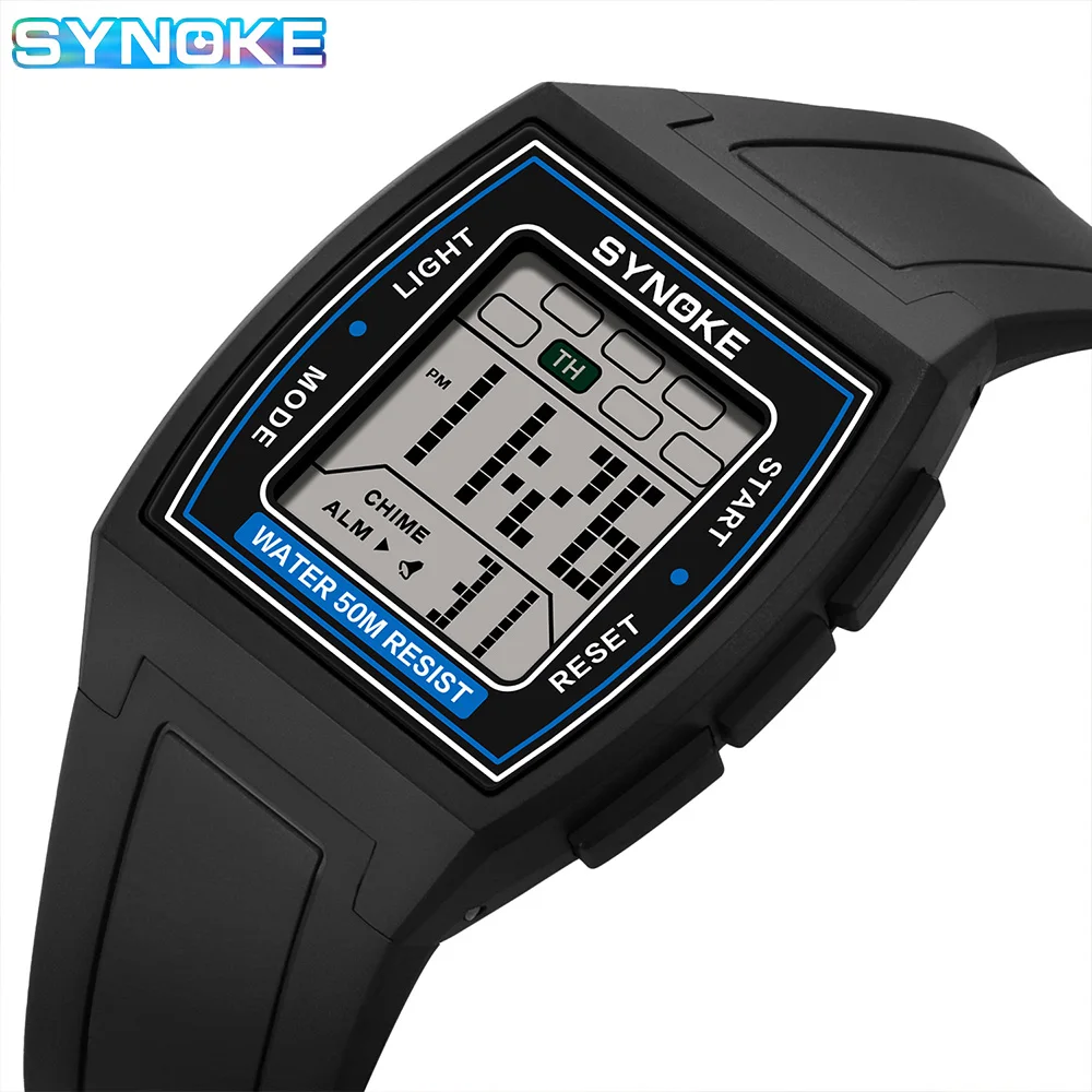 Orologi sportivi da uomo militare 50M impermeabile Eletronic LED Digital Watch Alarm SYNOKE 9832 orologio da polso da uomo luminoso