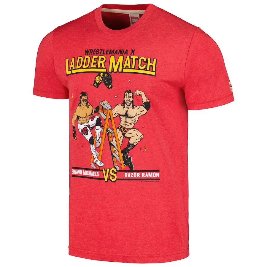 Men\'s Homage Heather Red X Shawn Michaels vs. Razor Ramon Tri-Blend T-Shirt