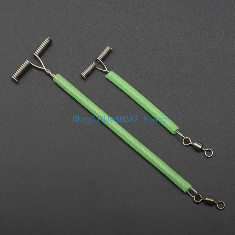 652F 20Pcs/set 3 Way Rolling Swivels Balance Crosses Line Fishing Swivels with Luminous Beads Stainless T-Shape Swivels Snaps