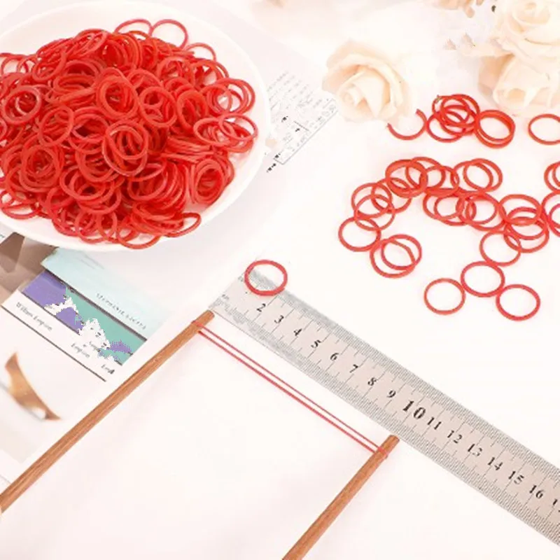 RAOSI Red Rubber Band Tying Gadgets 0.63inch Strong Elastic Rubber Bands 100Pcs Rubber Bands School and Office Ties (16mm)