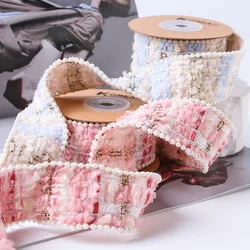 New Crochet Velvet Tweed Ribbon With Pearl Beads For DIY Hair Bowknots Material Girl Sewing Accessories Gift Packing Decoration