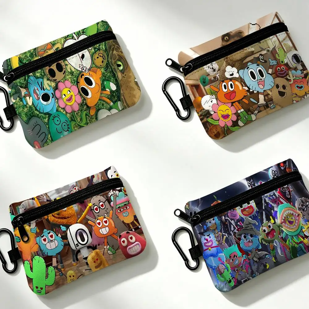 The Amazing Funny W-world Of Gumball Oxford Fabric Zipper Pouch Lightweight Hanging Coin Wallet For Coins ID Cards Keys Lipstick