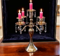 

12pcs 45cm tall)5-Arm Gold Plated Taper Candle Holder Candlestick Candelabra qq433