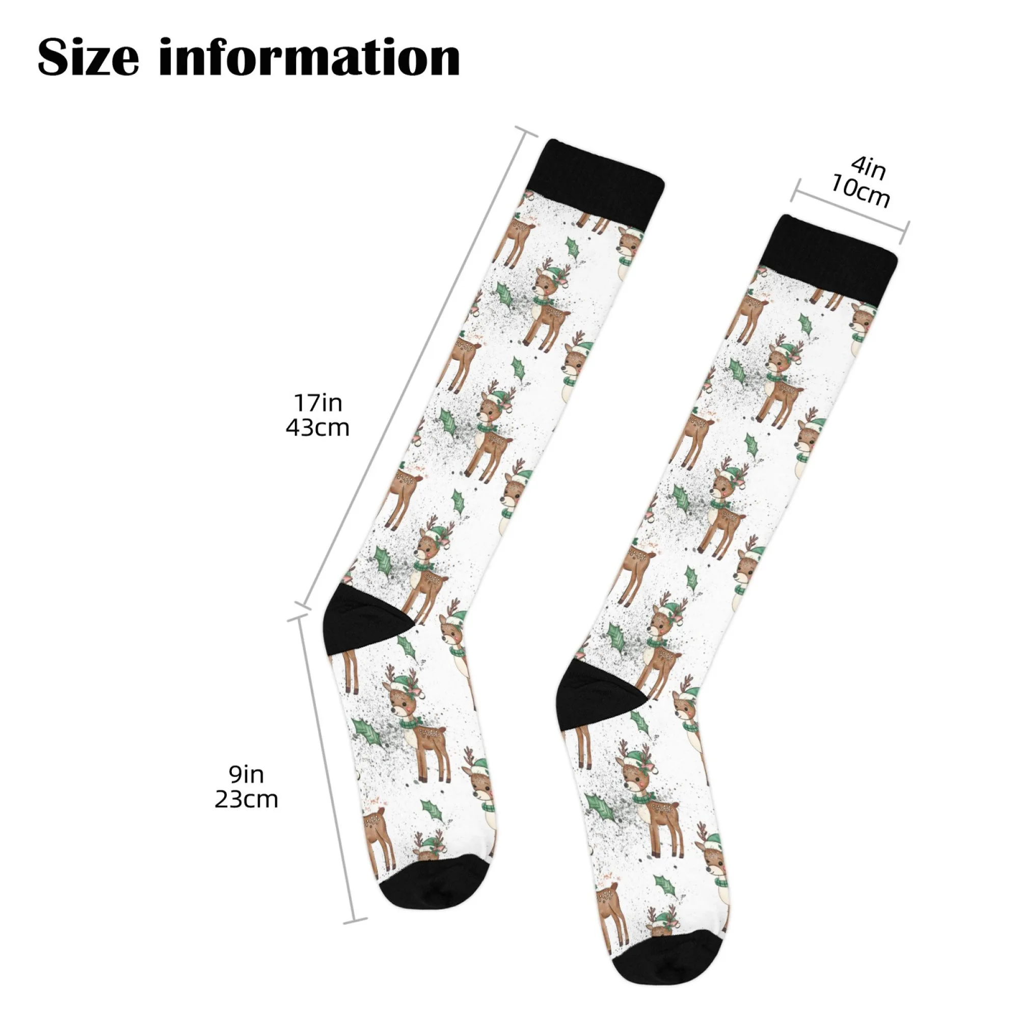 Nuevos calcetines largos hasta la rodilla con dibujos de ciervos de Navidad, calcetines cálidos antideslizantes, calcetines deportivos de compresión elástica, accesorios de Feliz Navidad