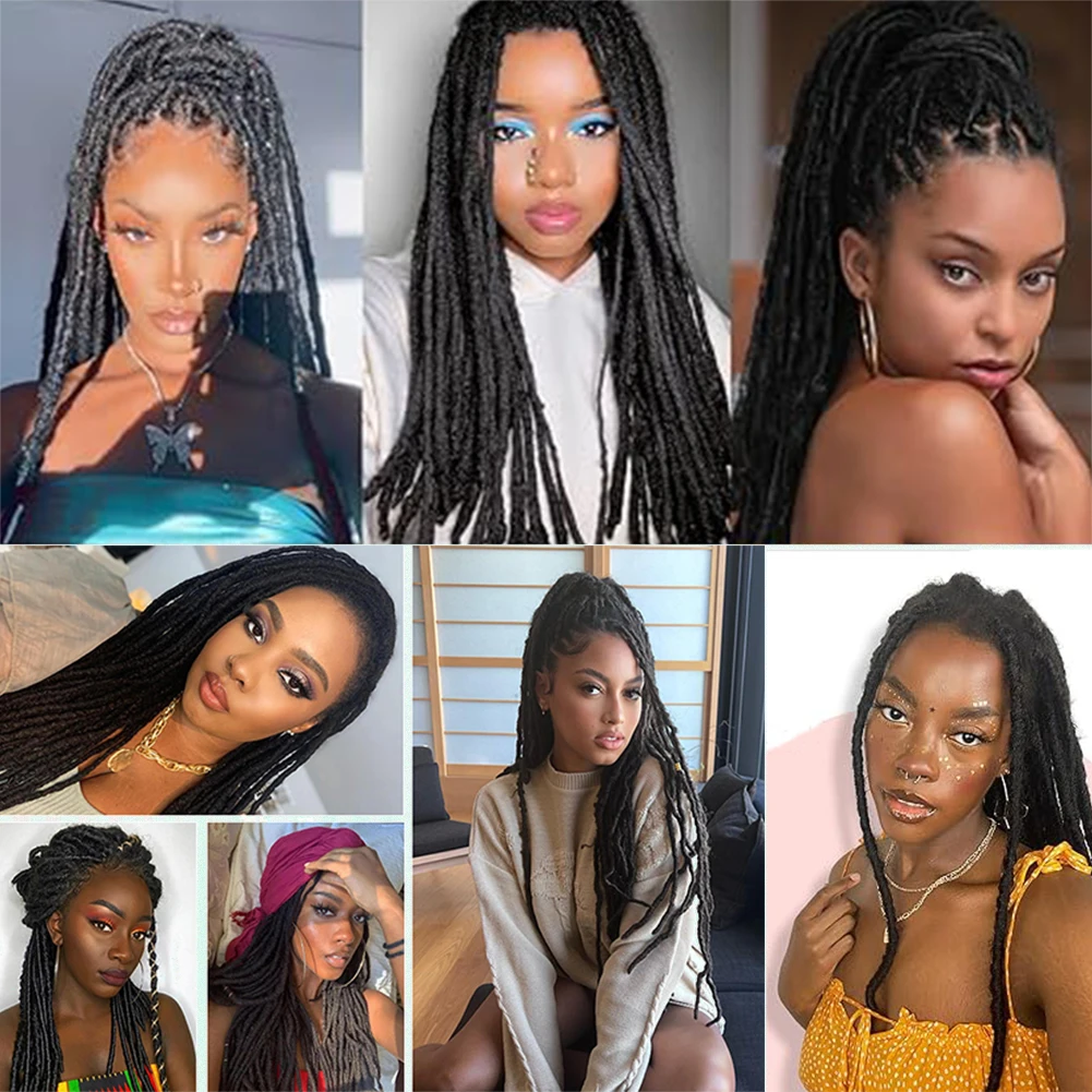 ملحقات دريدلوك الاصطناعية 10 جذر/حزمة الهبي ذات نهاية واحدة ملحقات أومبير لوك 24 بوصة شعر كروشيه على طراز الريغي #6