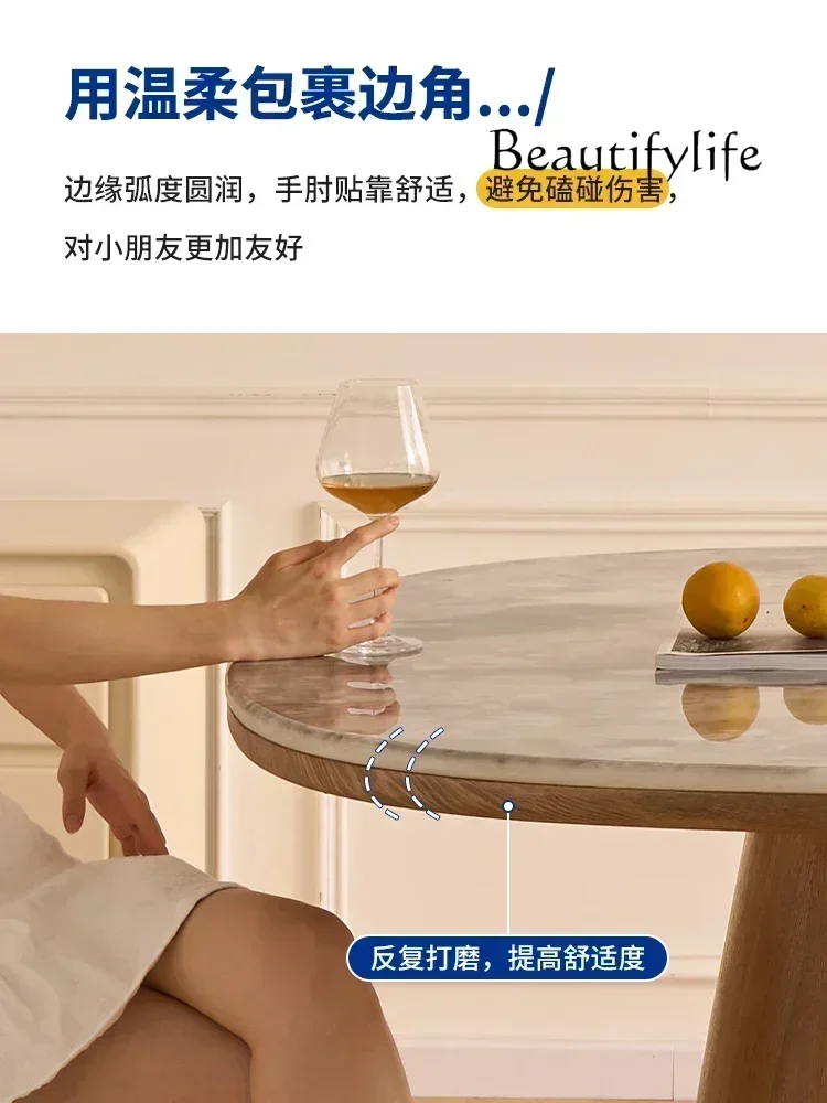 N طاولة طعام رخامية طاولة طعام منزلية حديثة وبسيطة من حجر الكريستال الفائق طاولة مستديرة إيطالية ثمانية طاولة خالدة