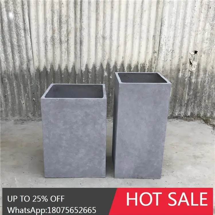 

SGF Nordic Style Square Barrel-Shaped Cement Flower Pot Set for Planting and Garden Decoration