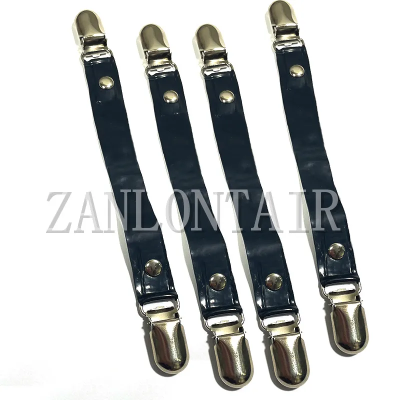 4 pieces/package, Sexy Women Handmade Black Latex Elastic Garter Belt Clip Braces Straps Girdle Suspender