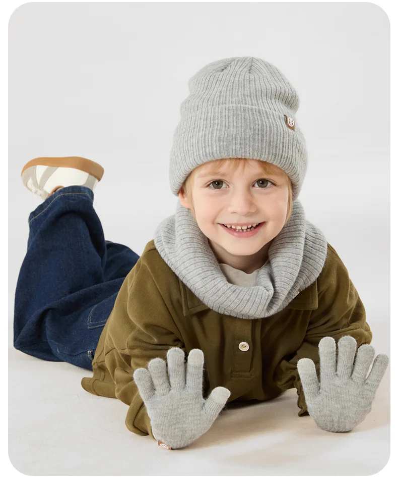 Ensemble de bonnets chauds en velours pour enfants, gants, écharpe, chapeaux, enfants, filles, garçons, 2 à 8 ans, hiver, 3 pièces