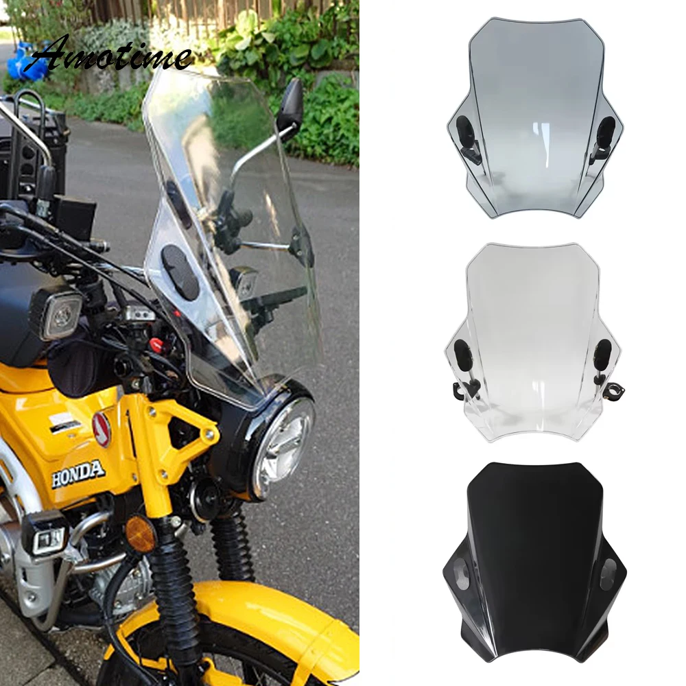 Для Honda Hunter Cub CT125 JA55 JA65 Trail125 CT 125, ветровое стекло, ветрозащитный экран, козырек, стекло с кронштейном