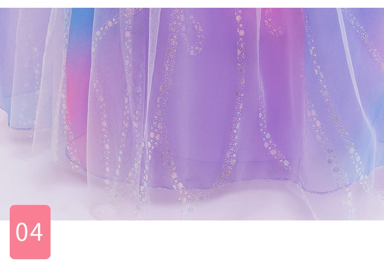 Kinder Glinda Funkelndes Tüll-Prinzessinnenkostüm mit Trompetenärmeln und Komplettzubehör für Mädchen Geburtstagsparty Halloween Cosplay – Detail 7